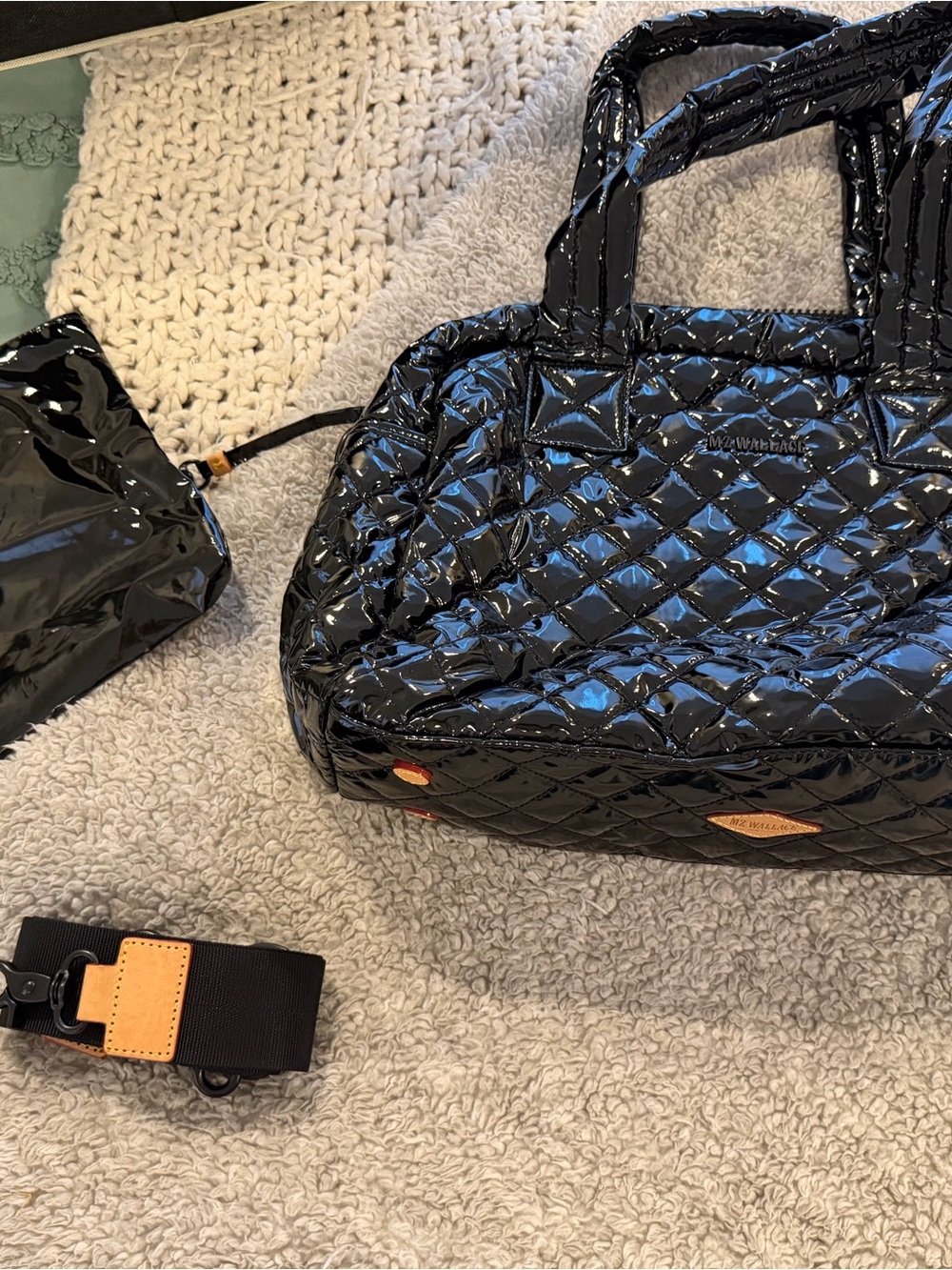 MZ Wallace Quilted Bag in Black Lacquer